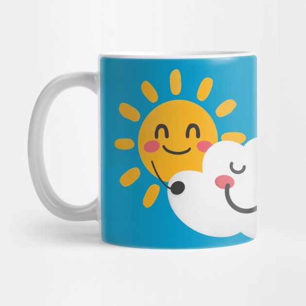 Sun Hugging Cloud - Cute Kawaii Design by DankFutura